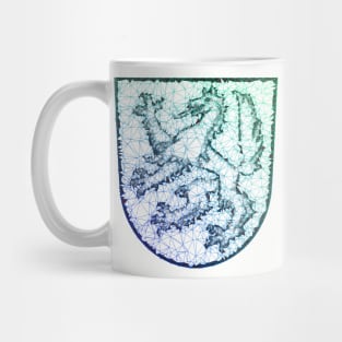 Low Poly Coat of Arms Gradient Green to Blue Mug